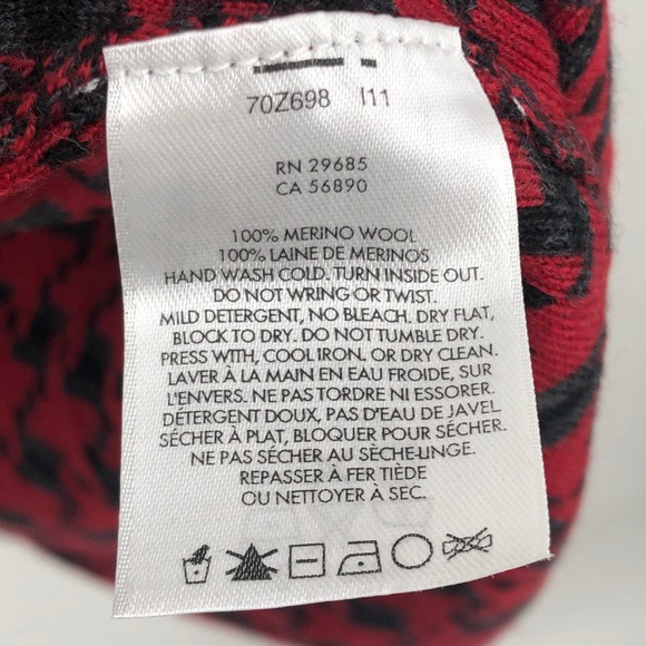 Pendleton Cardigan Sweater 100% Wool Houndstooth Open Front Black Red OS - Picture 9 of 9